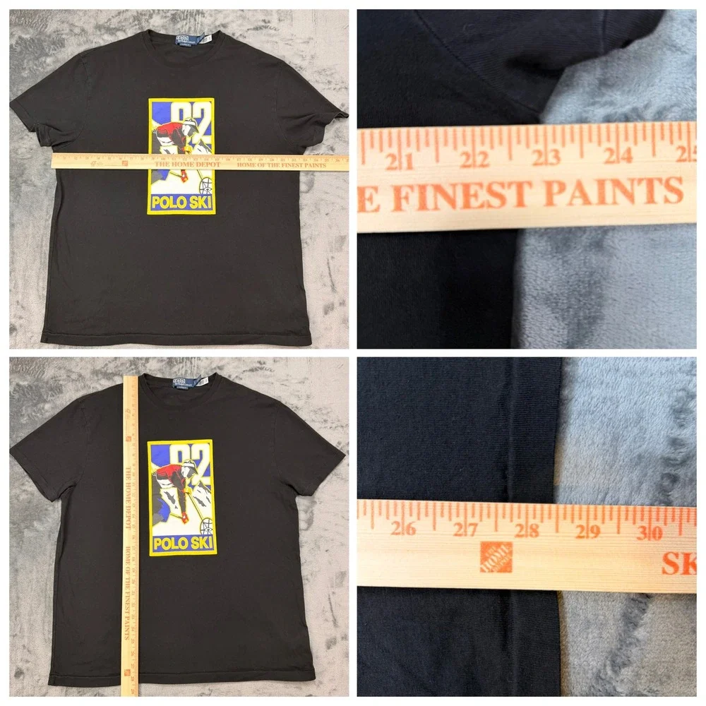Polo Ralph Lauren Mens Polo Ski 92 Graphic T-Shirt Black Classic Fit Large
